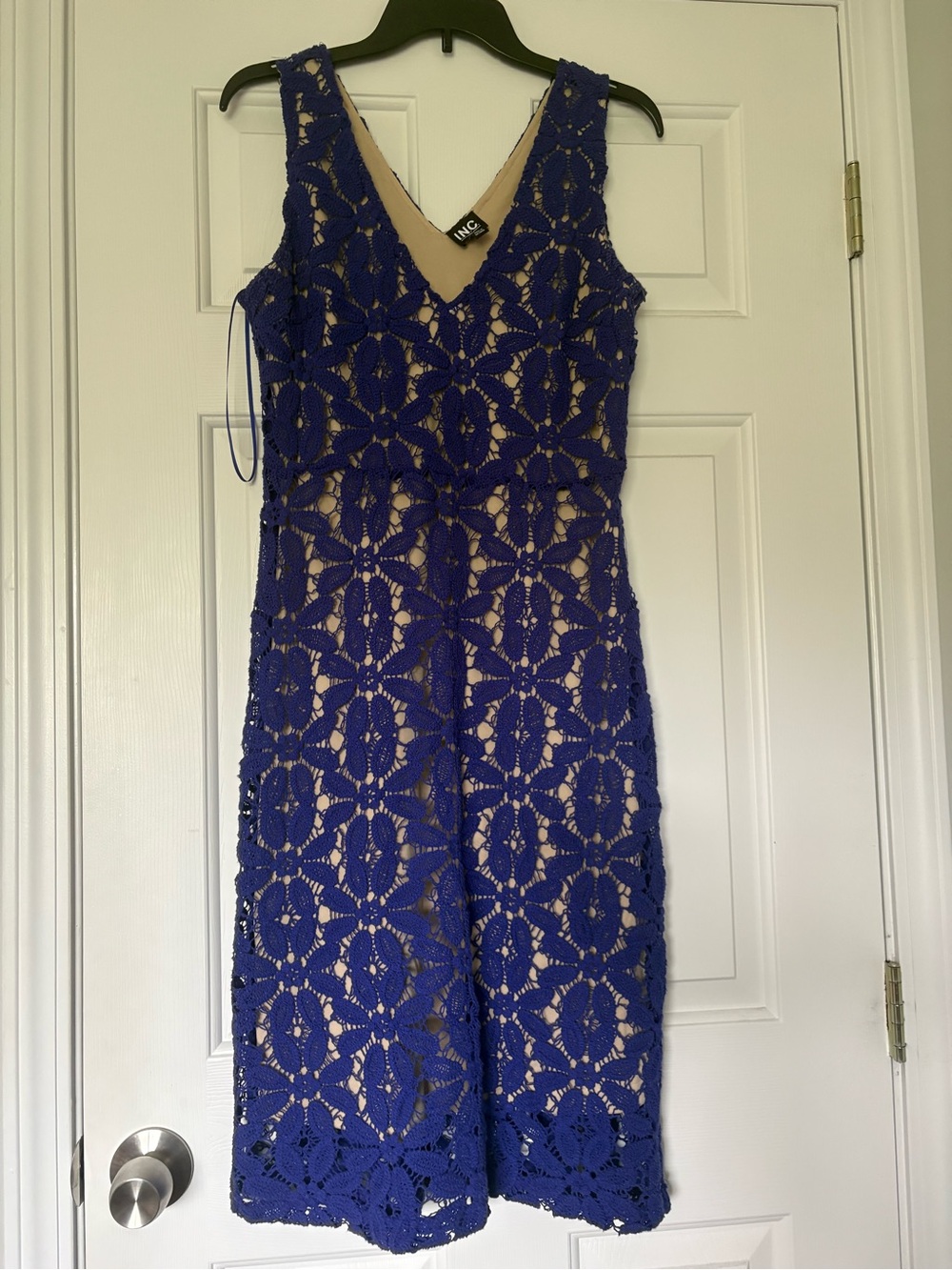 INC International Concepts Cobalt Blue Crochet Lace Midi Dress